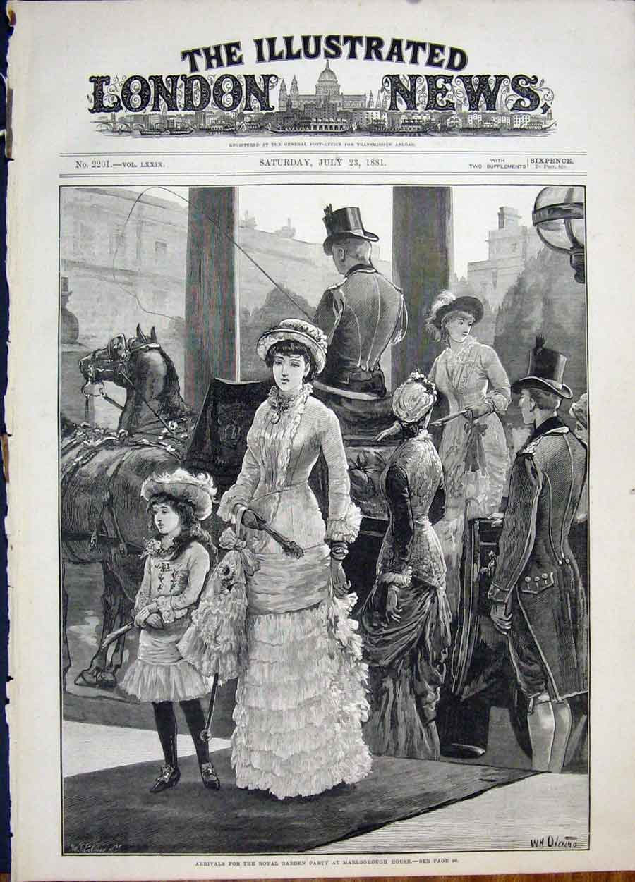 Original Old Antique Print Marlborough House Garden Party Royal 1881 Victorian