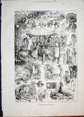 Original Old Antique Print Sketch Hot Weather Feller London 1881 19th