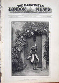 Original Old Antique Print Hopkins Child Door Basket Fine Art 1881 Victorian