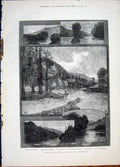 Original Old Antique Print Sketch Cascapediac River Canada Piko Hill Pichaudies