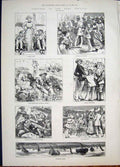 Original Old Antique Print Regatta Ryde Scudding Pier Boat Yacht Race 1881 19th