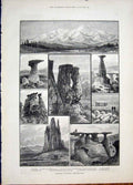 Old Antique Print Colorado Pikes Peak Manitou Arkansas United States 1881 19th