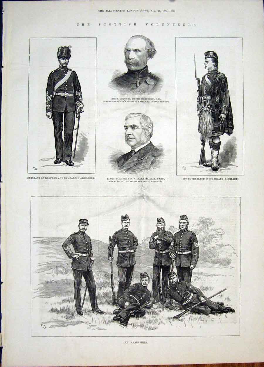Original Old Antique Print Portrait Davidson Sutherland Baillie Lanarkshire 2Nd