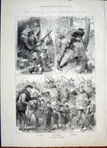 Original Old Antique Print Royal Visit Edinburgh Scottish Volunteers Shoot Hunt