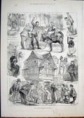 Original Old Antique Print Tourist Normandy France Furniss Sketch 1881 Victorian