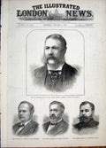 Original Old Antique Print Portrait United States President Arthur Windom Blaine