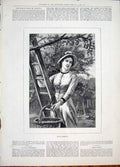 Original Old Antique Print Apple Gathering Galatea Fine Art 1881 19th