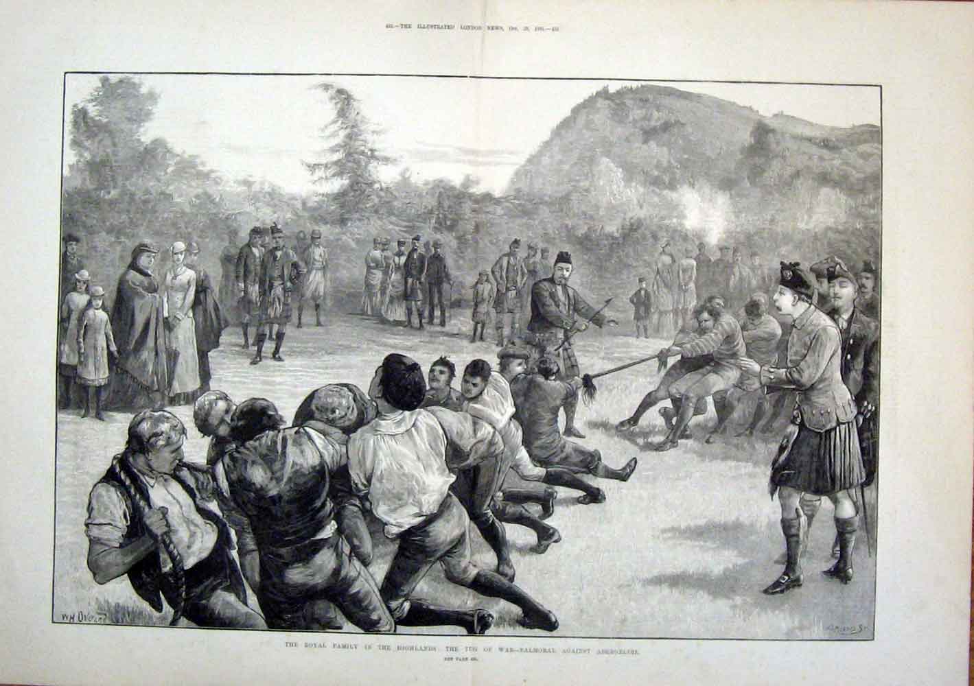 Old Antique Print Highlands Scotland Royal Balmoral Abergeldie 188I Tug 19th
