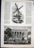 Old Antique Print Windmill Iceland Reykjavik Egypt Cadi Court Cairo 1881 19th