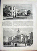 Original Old Antique Print Ireland Residence Phoenix Park Dublin Forster Castle