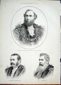 Original Old Antique Print Portrait Ellis Mayor London Alderman Hanson Ogg 1881