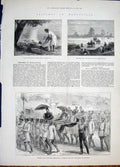 Original Old Antique Print Madagascar Sketch Mohabo Tamatave Governor Stone 1881