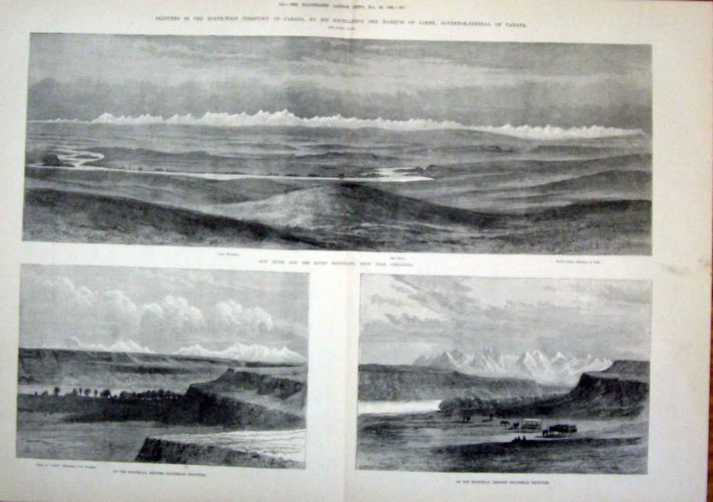 Old Antique Print Colgarry Kootenay Canada Marquuis Lorne Frontier 1881 19th
