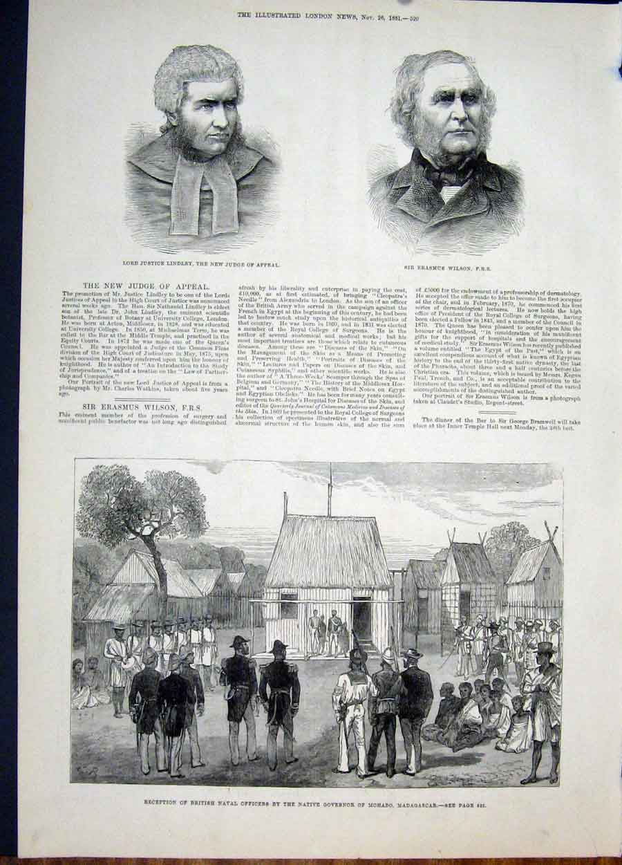 Original Old Antique Print Portrait Lindley Wilson Mohabo Madagasca Africa 1881