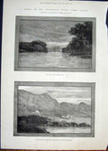 Original Old Antique Print Canada Cascapediac River Campbell Piko Hill 1881 19th