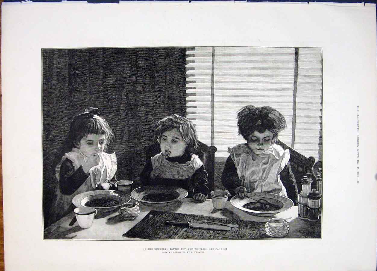 Original Old Antique Print Nursery Tottie Tot Toozles Thomson Fine Art 1881 19th