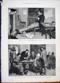 Original Old Antique Print Ireland Boycott Rent Drink Agent 1881 19th