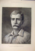 Original Old Antique Print Stanley Congo Africa Moscheles Governor 1885 19th