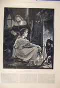 Original Old Antique Print Hope Memory Sainsbury Royal Academy Fine Art 1885