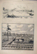 Old Antique Print Kansas Wheat Field Station Plains America Colorado Usa