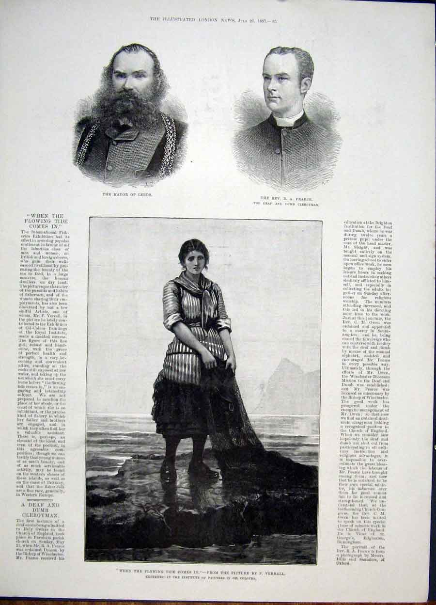 Old Antique Print Portrait Mayor Leeds Pearce Verrall Tide Fisheries Art