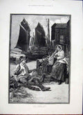 Original Old Antique Print Knowles Summer Time Fisherman Docks Fine Art 1885