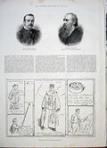 Original Old Antique Print Portrait Bart Roberts Inventions Exhibition 1885 19th