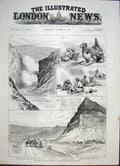 Original Old Antique Print Afghan Boundary Bolan Pass Camel Khundalani 1885 19th