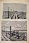 Original Old Antique Print Station Plains Colorado America Usa Arkansas River