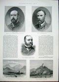 Original Old Antique Print Portait Linton Waterhouse Wolff Railway Otao Soudan