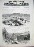 Original Old Antique Print Bolan Pass Railway Kirta Road 1885 19th