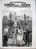 Original Old Antique Print Yacht Cruise Supplies Fine Art 1885 19th