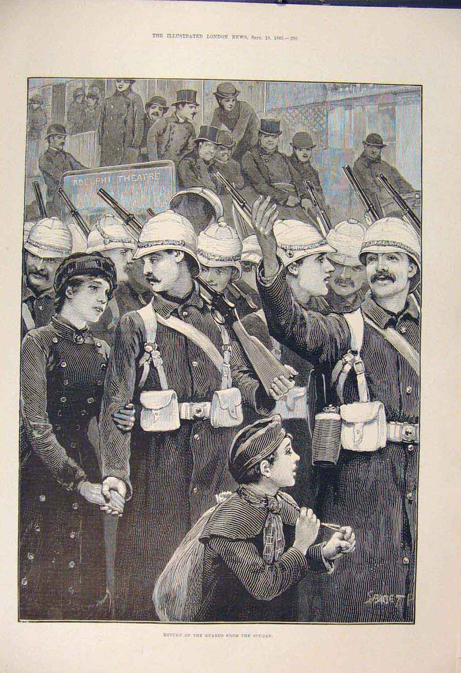 Original Old Antique Print Soudan Guards Siers 1885 19th Century