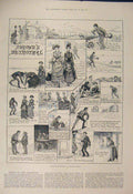 Original Old Antique Print Seaside Comedy Betrothal Brown'S Sketch Fine Art 1885
