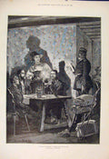 Original Old Antique Print Police Visit Tourists Woodville Fine Art 1885 19th