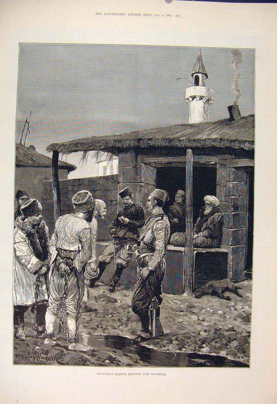 Original Old Antique Print Bulgarian Bandits Roumelia War Siers 1885 Victorian