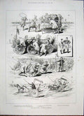 Original Old Antique Print India Camp Gymkhana Race Jockey Regimental 1885 19th