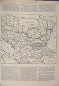 Original Old Antique Print Map Turkey Europe Servia Bulgaria Roumania 1885 19th