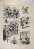 Original Old Antique Print Sketches Brighton Beach Pier Preston Park Goat 1885