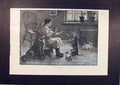 Original Old Antique Print Free Education Child Dog Dogs Dadd Puppy 1885 19th