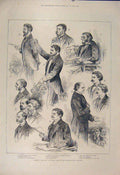 Original Old Antique Print Election Sketches Irish Party Glasgow Biggar Steward