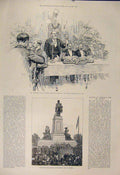 Old Antique Print George'S Club Banquet Colonial Indian Statue Don Jersey