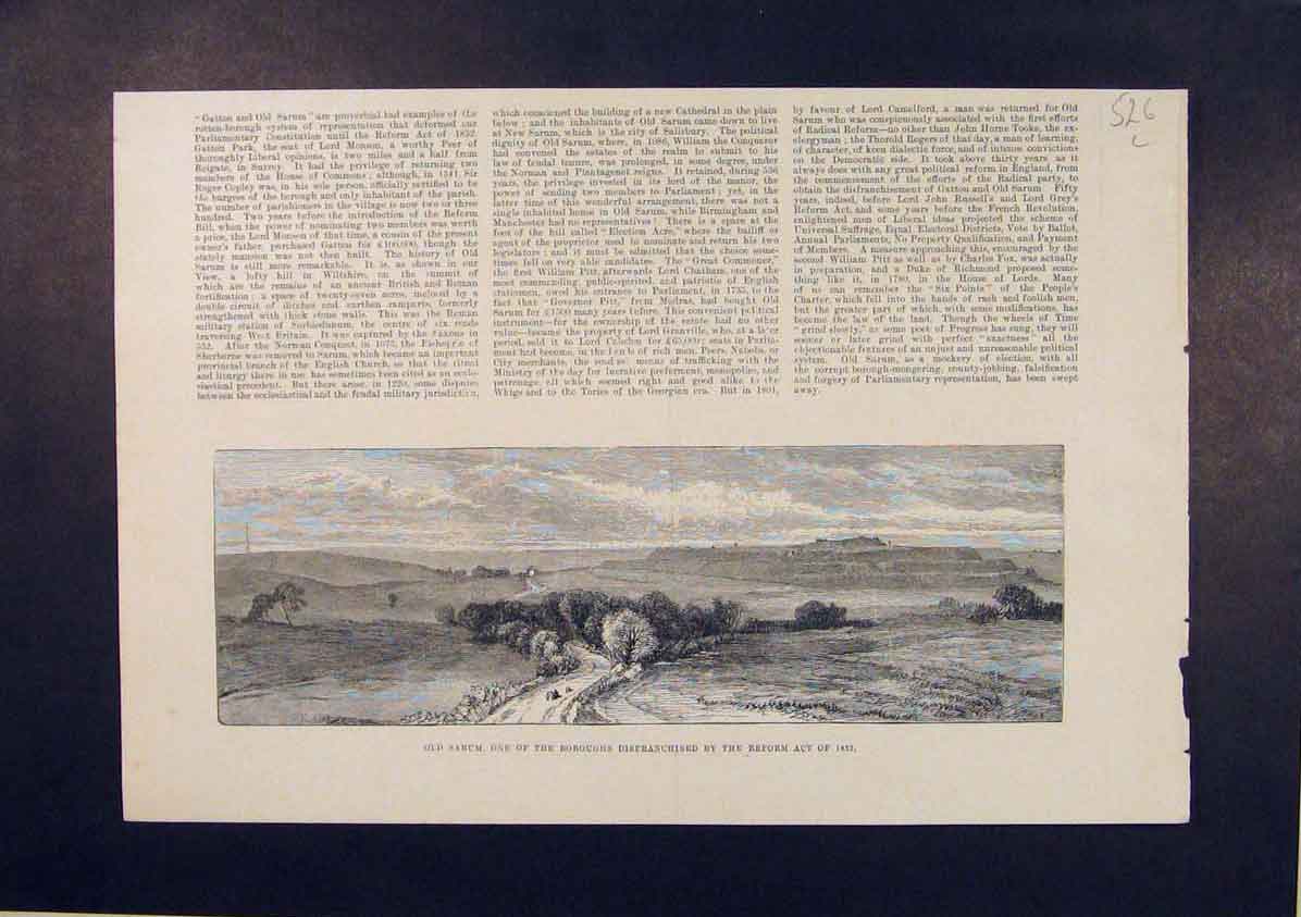 Original Old Antique Print Sarum Borough Disinfranchised Reform Act 1832 1885