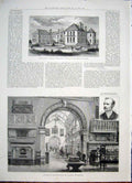 Original Old Antique Print Jaffray Hospital Birmingham Gallery Museum 1885 19th