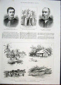 Original Old Antique Print Portrait Drury Jaffray Bell Mandalay Burmah Irrawaddy