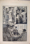 Original Old Antique Print General Election Rural Voter Poll 1885 19th
