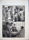 Original Old Antique Print Election Candidate Canvasser Humour Sketches 1885