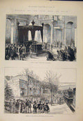 Old Antique Print Funeral King Spain Calvary Coffin Escurial Railway 1885 19th