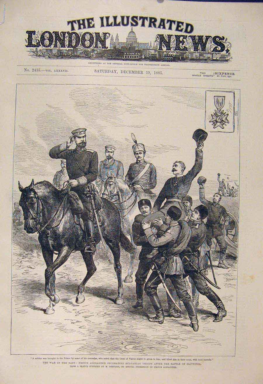 Old Antique Print Bulgarian Troops Slivnitza War Mercedes Spain Alexander