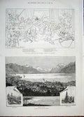Original Old Antique Print Furniss Seaside Romps Vevey Lake Geneva Switzerland